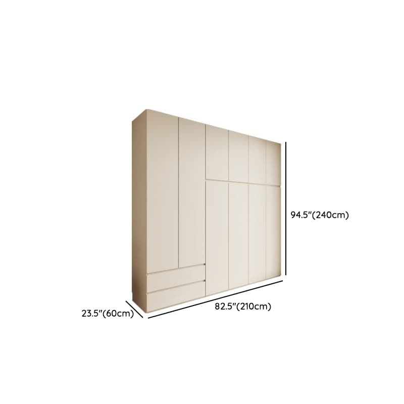 Cream Modern Wood Wardrobe Armoire with Soft Close Drawer and Door, Interior Shelves, and Hanging Rod thumbnail 25