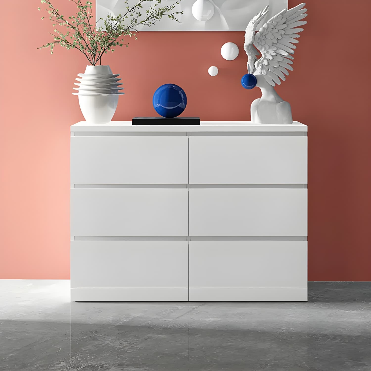 Contemporary 15.7" Wide White Chest Soft-Close Drawers Storage Chest thumbnail 3