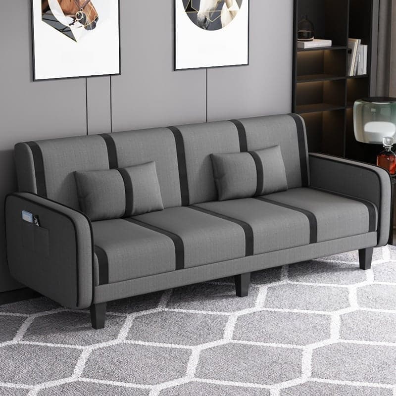 Trendy Solid Color Stain Resistant Standard Sofa/Loveseat in Dark Gray/Cerulean/Light Brown with Arm, Seats 3/2 People, and 2 Pillows thumbnail 7