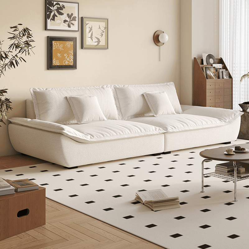 Modish Solid Color Stain Resistant Standard Sofa/Loveseat for 3-seater/4-seater/5 Person with 2 Pillows thumbnail 2