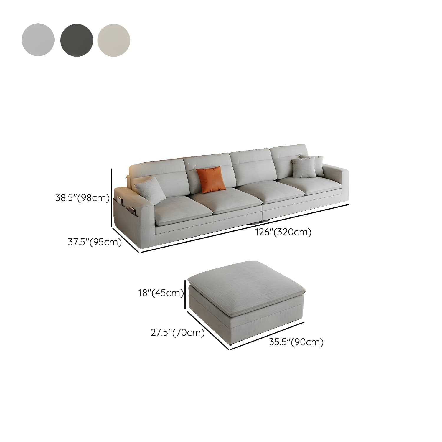 Contemporary Square Arm Sectional Sofa with Pillows and Storage thumbnail 16