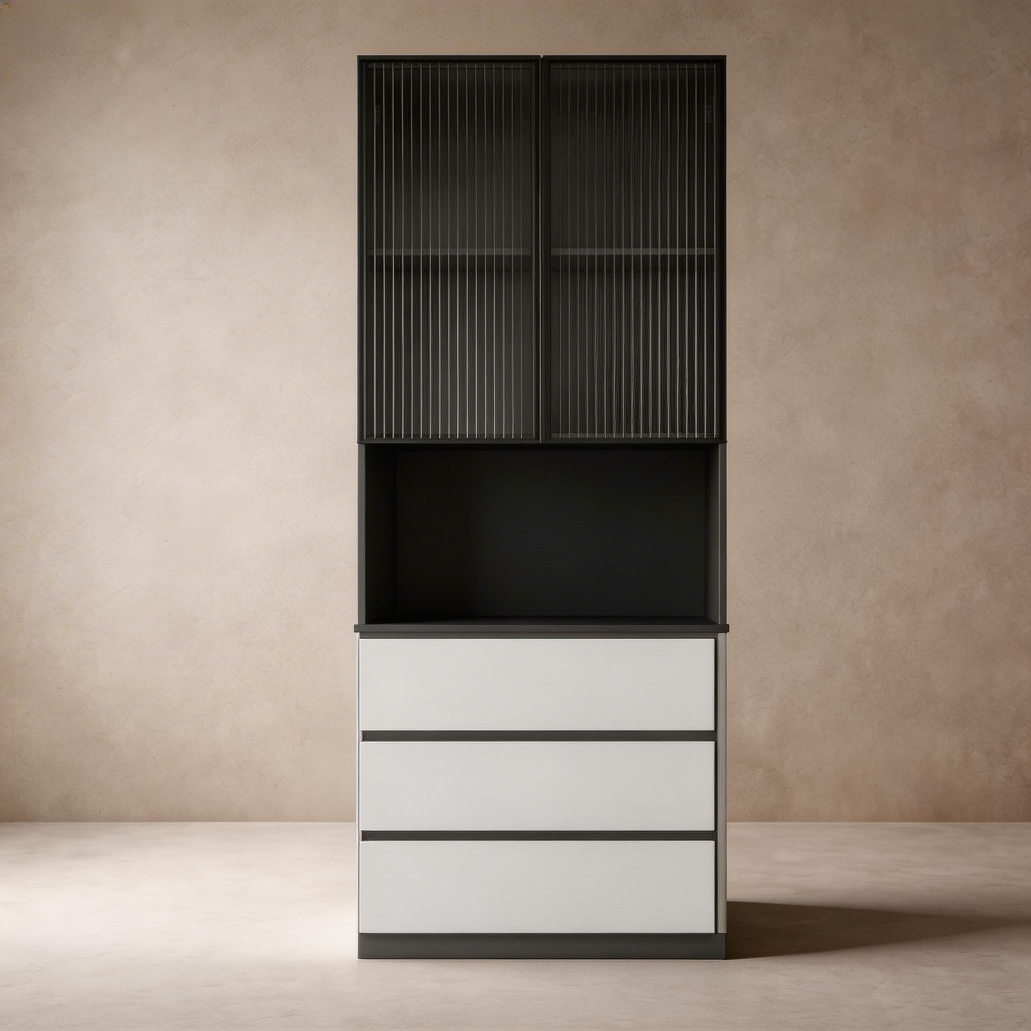 Trendy Sideboard with 3 Drawers, Cupboard, Wide/Standard/Narrow Sizes, 2/1 Shelves, Cabinets, and Glass-panel Door thumbnail 39