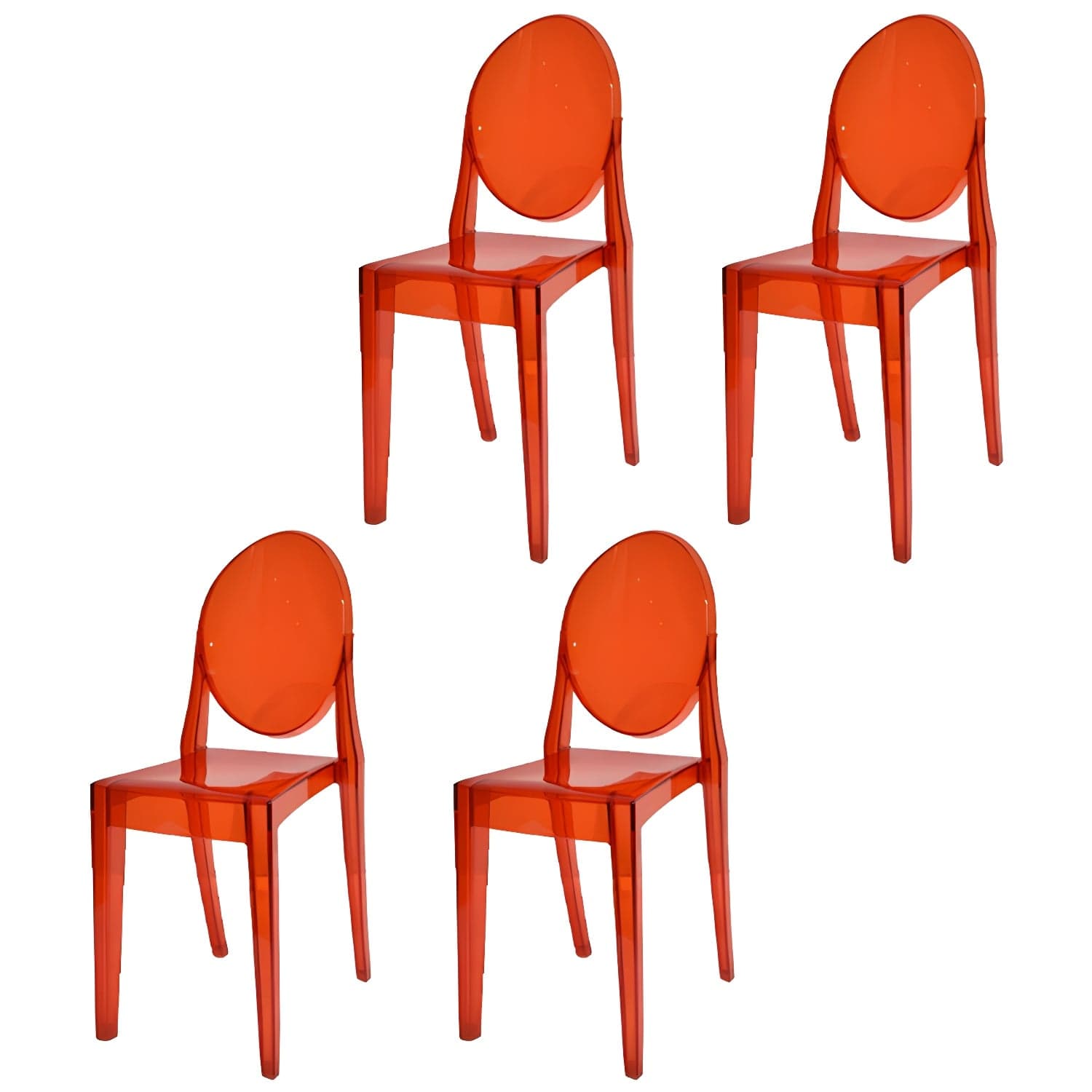 Scandinavian Winehouse Plastic Side Chair Transparent Open Dining Chair (Set of 4) thumbnail 3