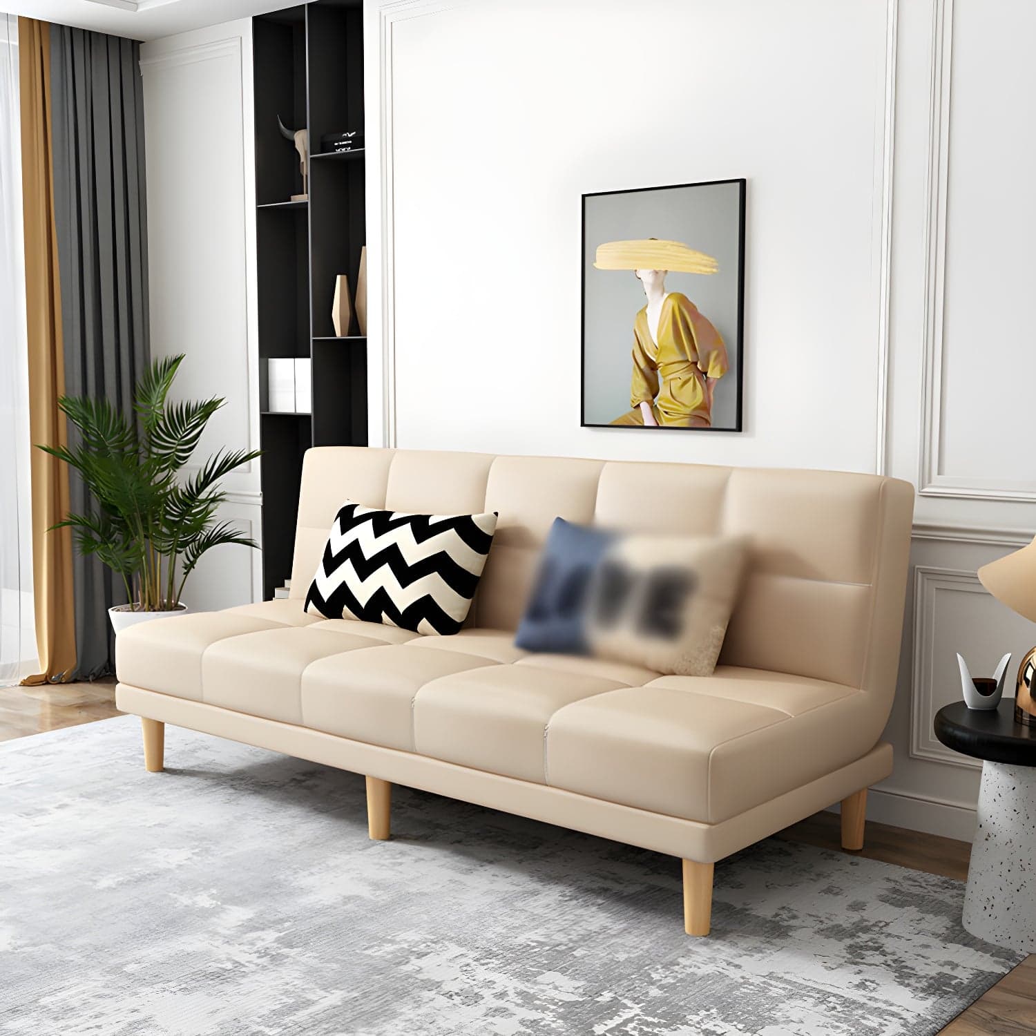 Modern Armless Settee 27.55" W Convertible Sleeper Sofa for Living Room thumbnail 1