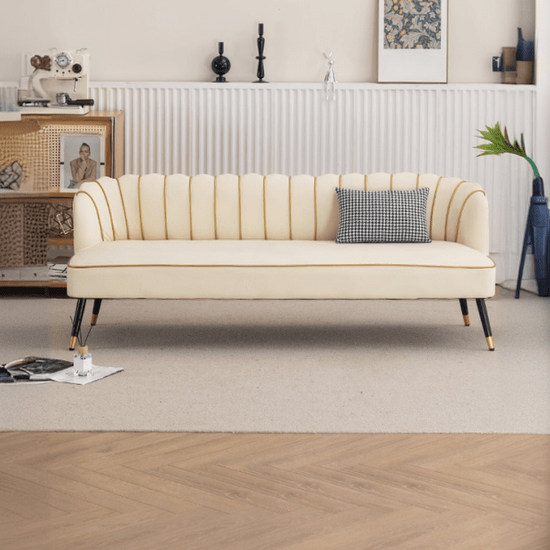 Modish Solid Color Stain Resistant Standard Sofa/Loveseat in Grey/Beige/Amber Color for 2/4-seater/3-seater with 1 Pillow thumbnail 13