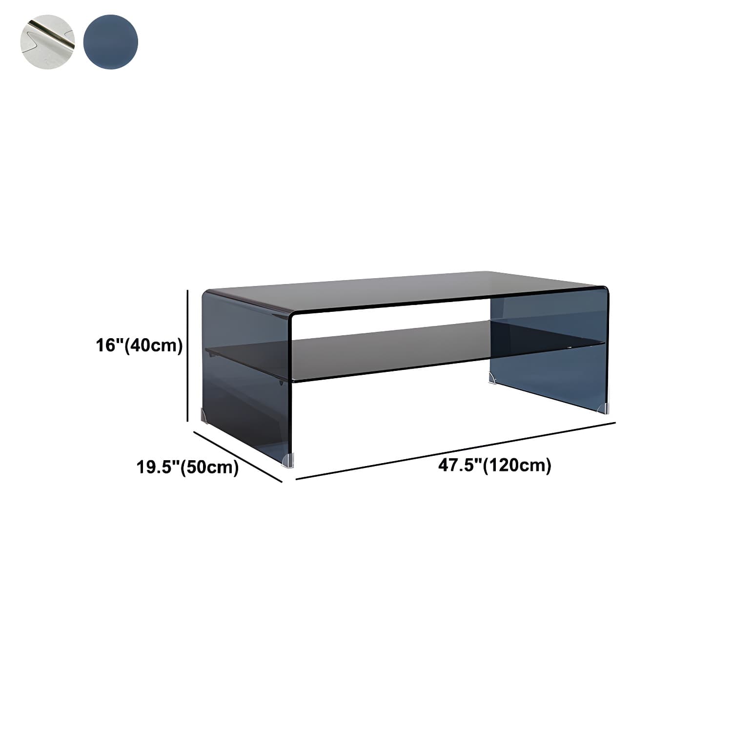 Sled Single Coffee Table Glass Modern Black/White Rectangular Cocktail Table thumbnail 14