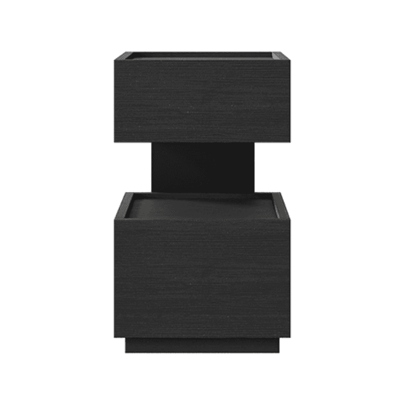 Organic Modern 2 Tiers Nightstand With Drawer Organization, 2 Shelves, Real Wood Countertop, and Illuminating Feature thumbnail 1