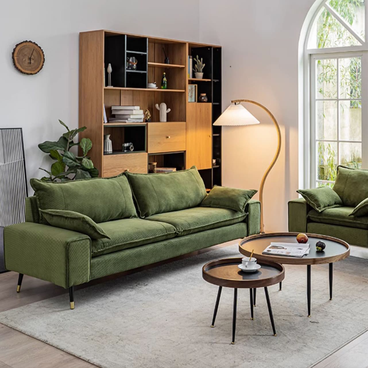 Modern Olive Green/Ink/Lemon Color Solid Color Leather/Corduroy Sofa Couch for Seats 4/Seats 3/Seats 2 thumbnail 11