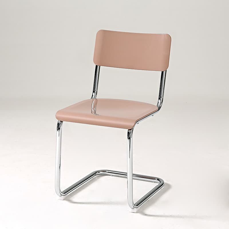 Cantilever Stable Armless Chair with Foot Pads, Open Back and Metal Base in a Modern Style thumbnail 4