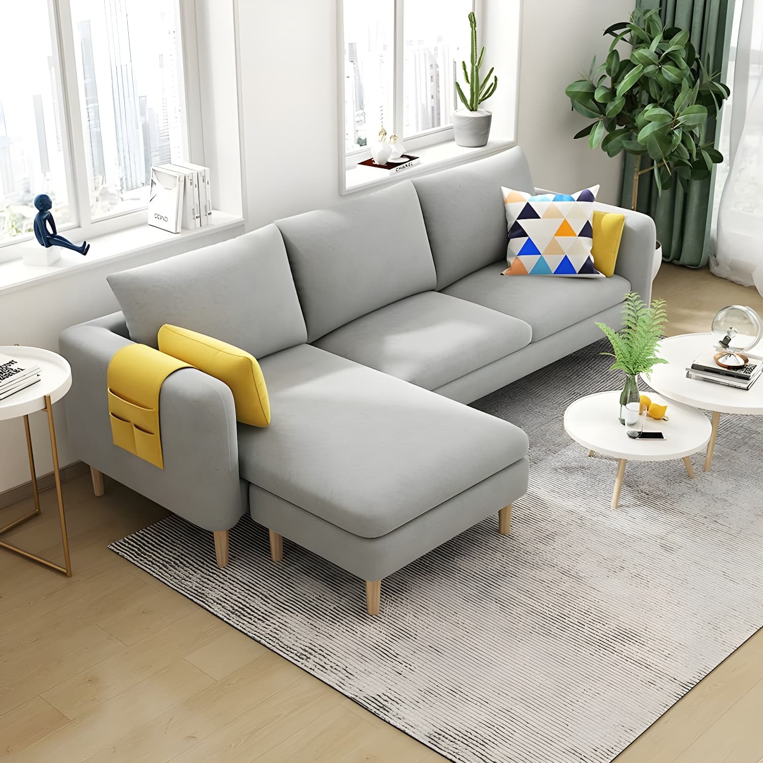 79.5" W L-Shaped Sectional Sofa with Square Arm and Bolster Pillows thumbnail 10