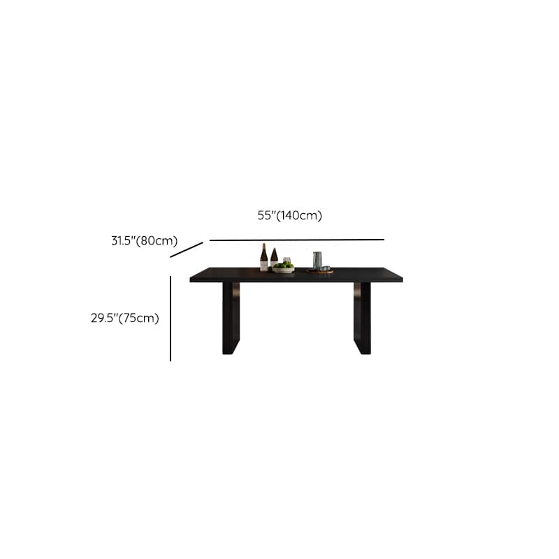 Dining Table Set with Slate Top and Two-sided Pedestal, Padded Chair with Back for 6 People, 7 Piece Set in Midnight Black thumbnail 8