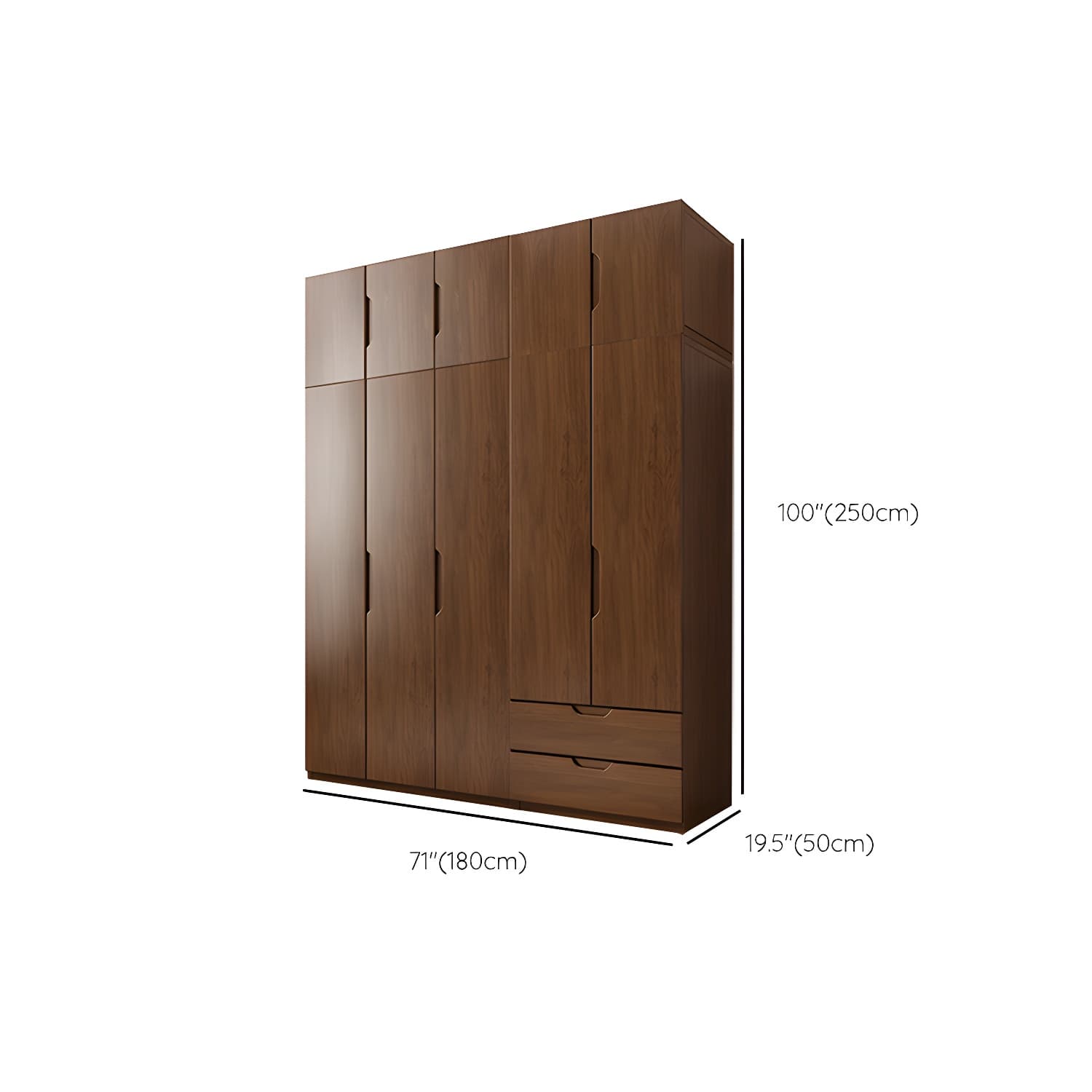Contemporary Oak Solid Wood Wardrobe Freestanding Multifunctional Wardrobe - image 34