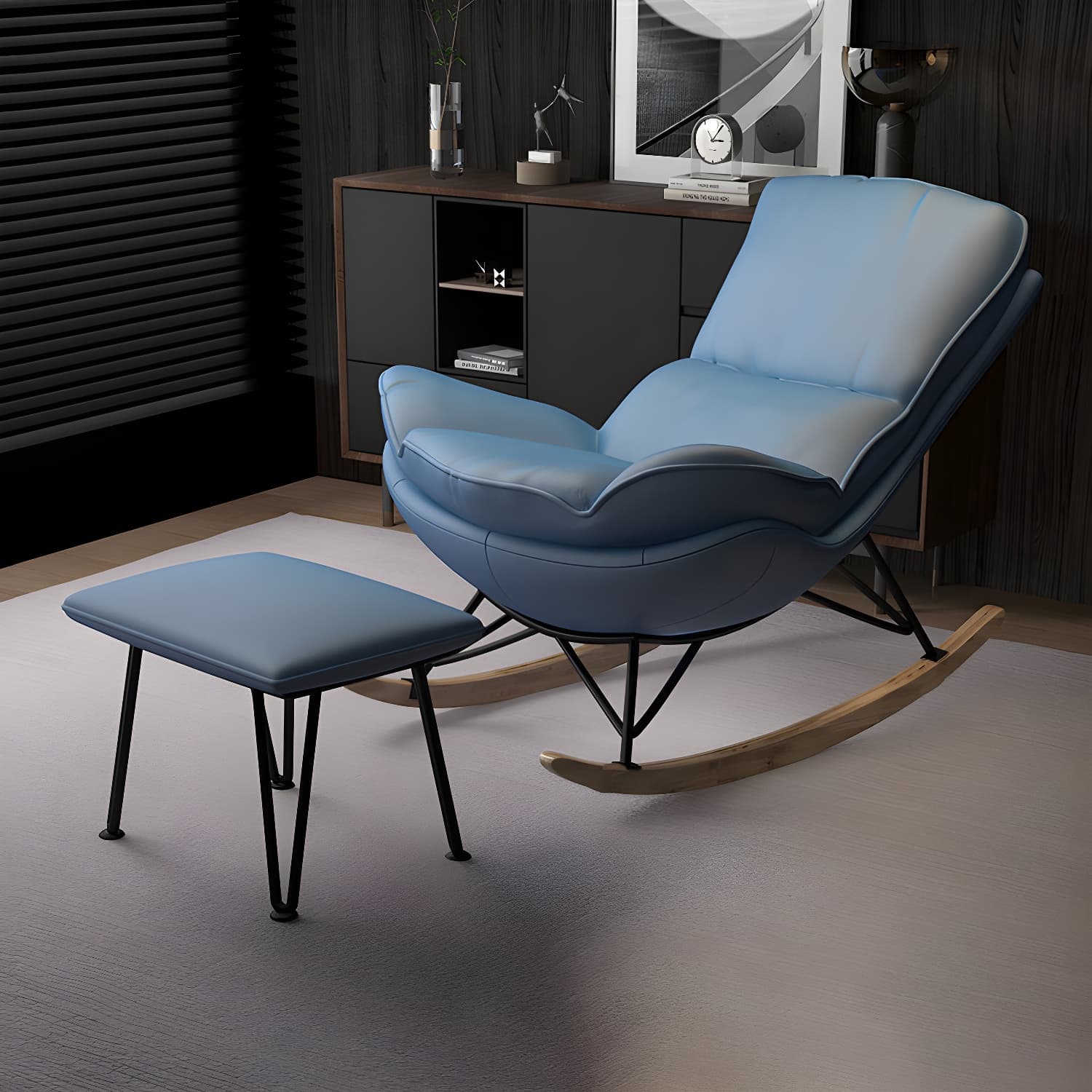Modern Tufted Cushions Glider Spindle Children Glider with Ottoman thumbnail 8