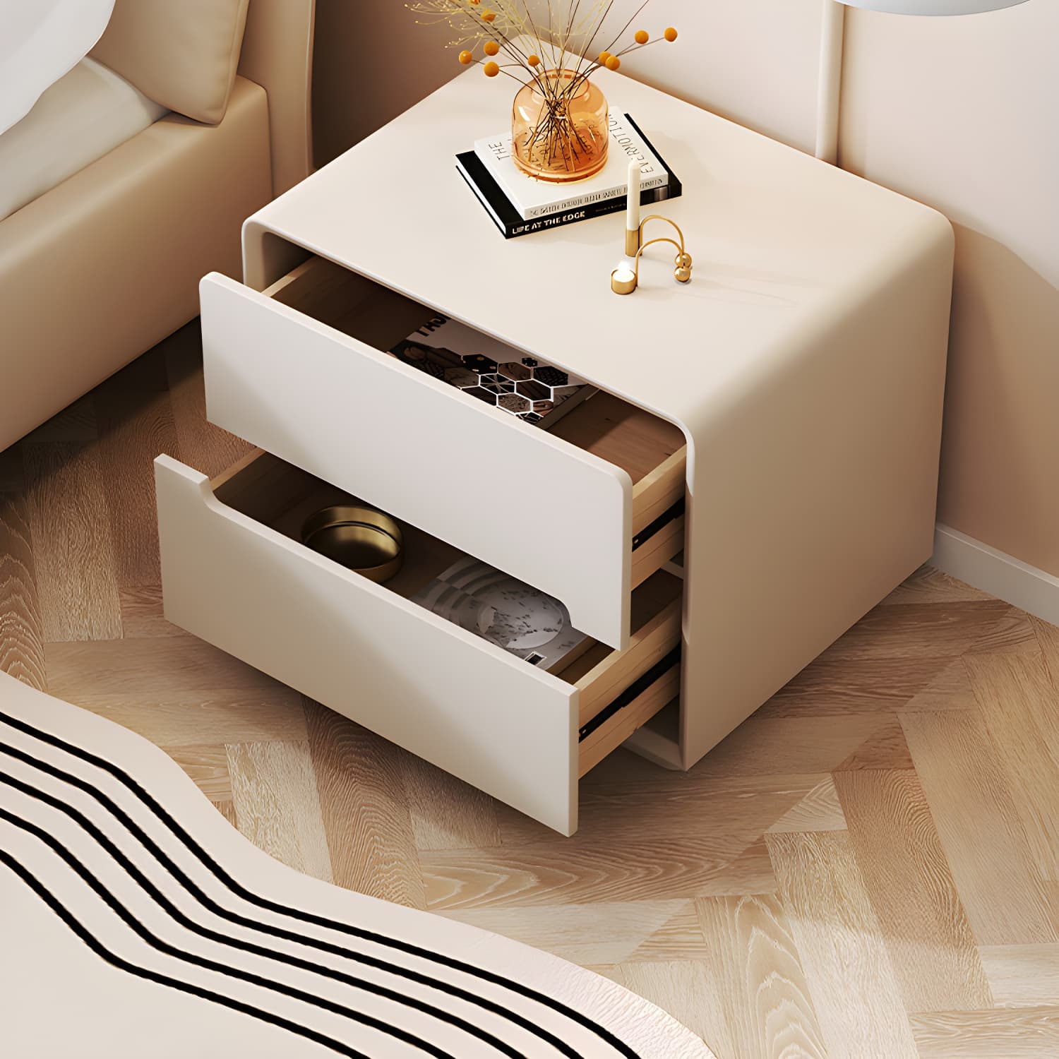 Modern Wood Drawer Nightstand for Small Spaces with 2 Drawers in Narrow Design thumbnail 17