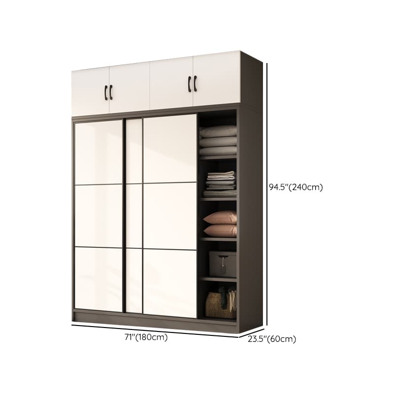 Detached Timber Gray Wardrobe Armoire with Soft Close Door, Interior Shelves and Hanging Rod, Soft Close Drawer Included/Not Included thumbnail 16