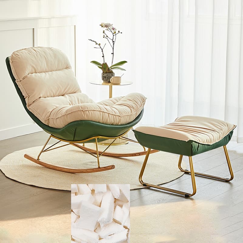 Trendy Faux Leather Upholstered Rocking Chair Couch with Footstool , Spindle Back and Resistant To Dirt thumbnail 12