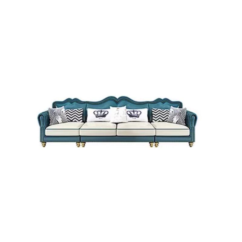 Glam Eco-Leather Flared Arm Sectional Sofa in Large Size with Nailhead Trim thumbnail 5
