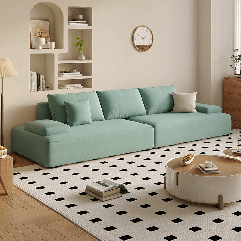 Modish Solid Color Stain Resistant Standard Sofa in Black/Light Gray/Beige for 6-Seater with 2 Pillows thumbnail 5