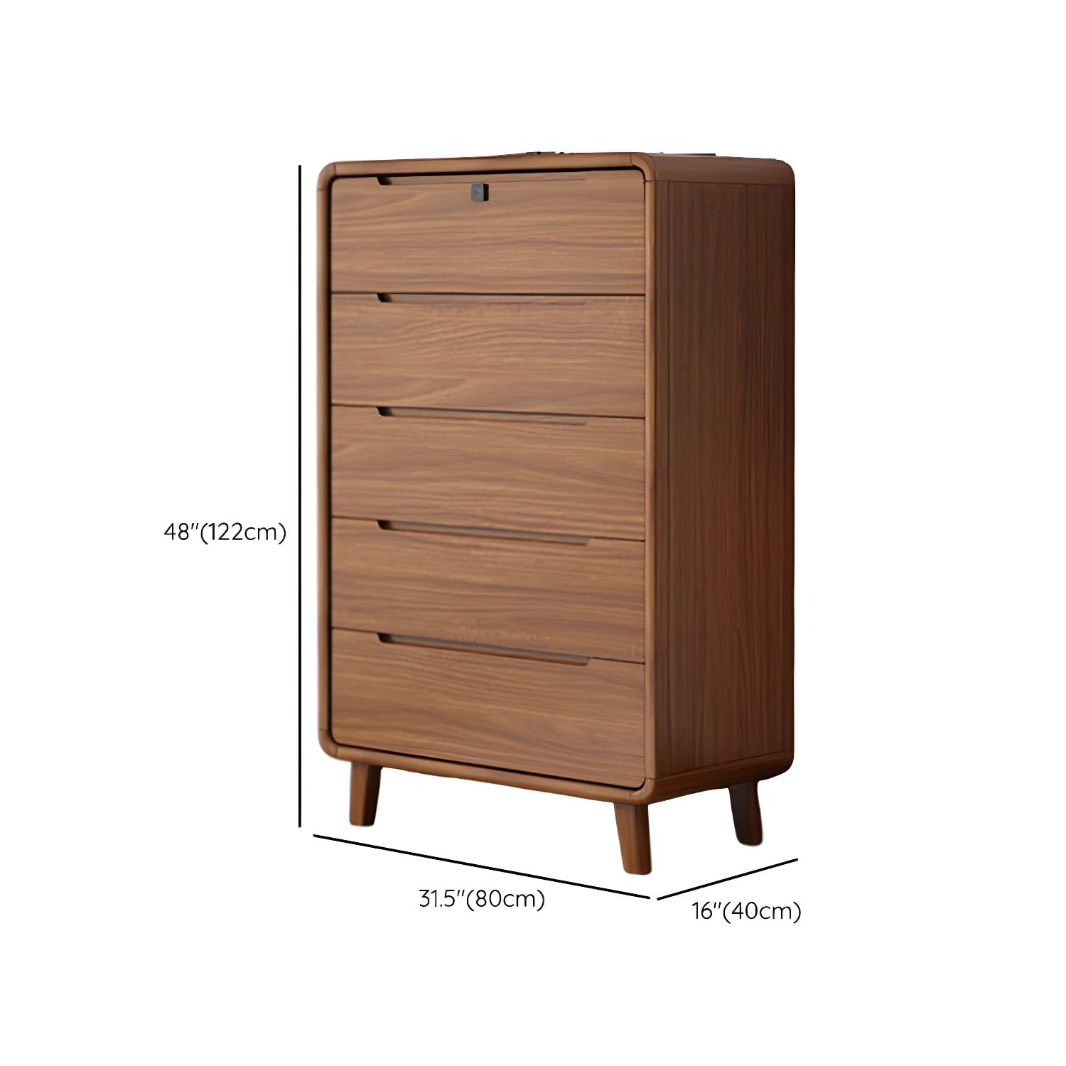 Modern Solid Wood Dresser with Narrow Profile and Drawers in Natural Finish thumbnail 24