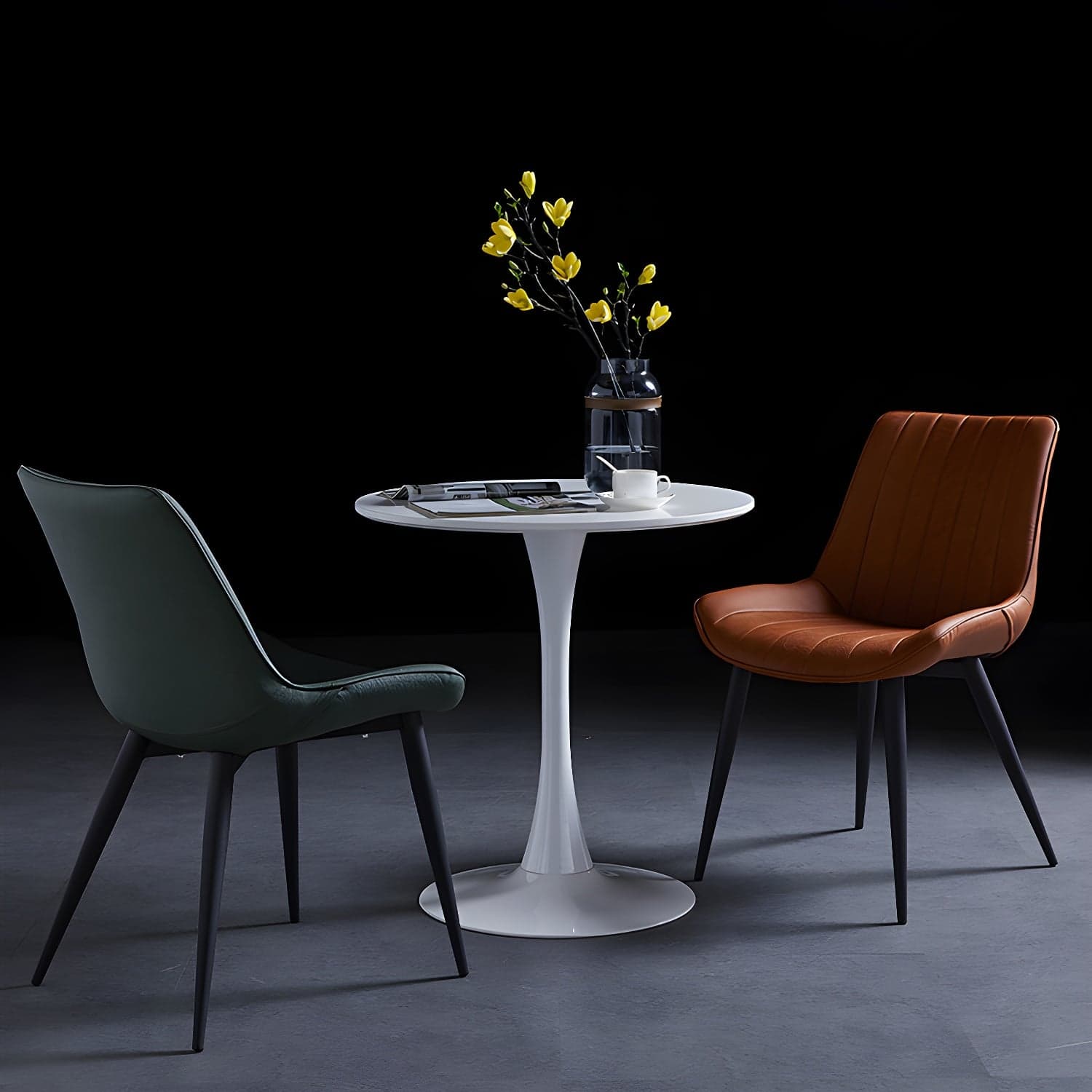 Scandinavian Leather Restaurant Side Chair Matte Finish Parsons Dining Chair thumbnail 15