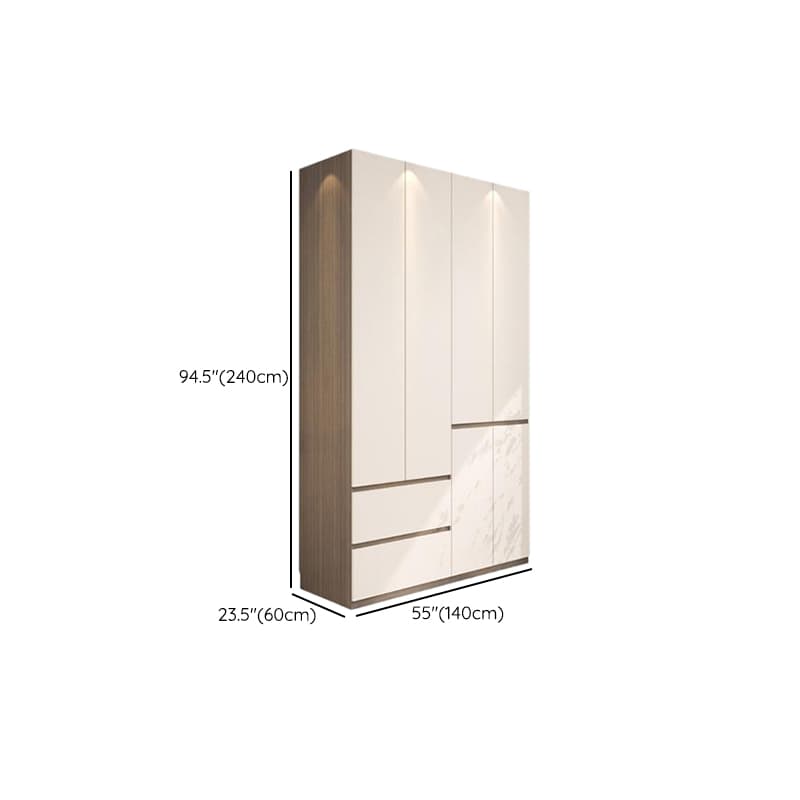 White Modish Manufactured Wood Independent Armoire Cabinet with Soft Close Drawer, Soft Close Door, and Interior Shelves thumbnail 13