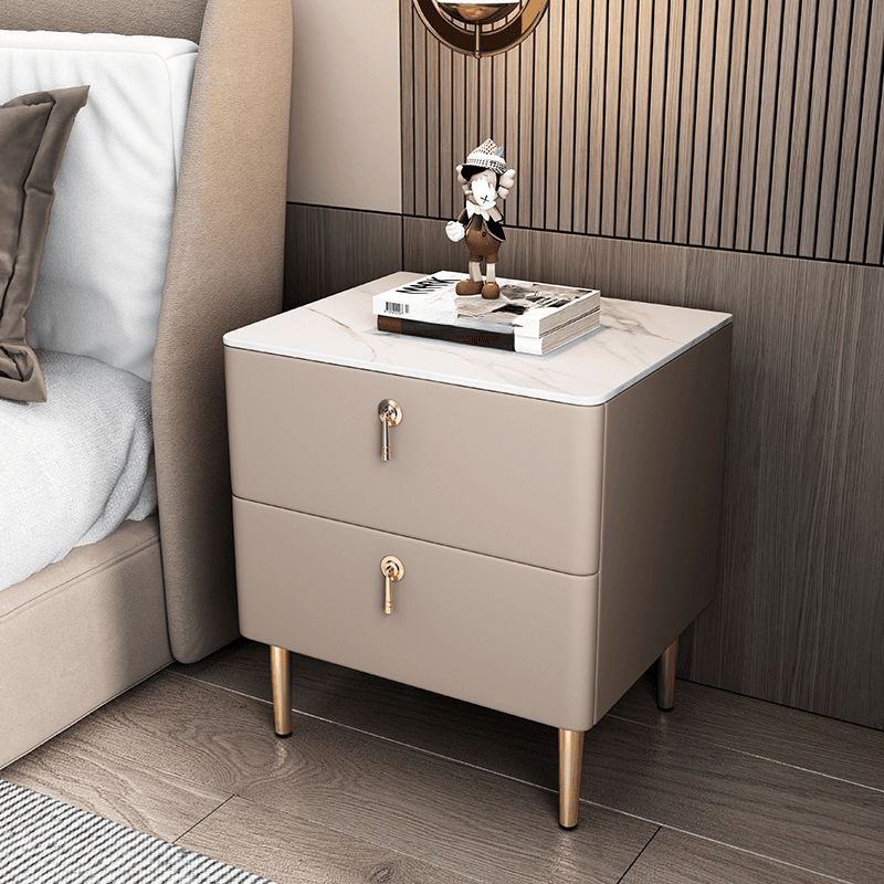 Minimalist 2-Drawer Stone Countertop Bedside Cabinet with Legs thumbnail 11