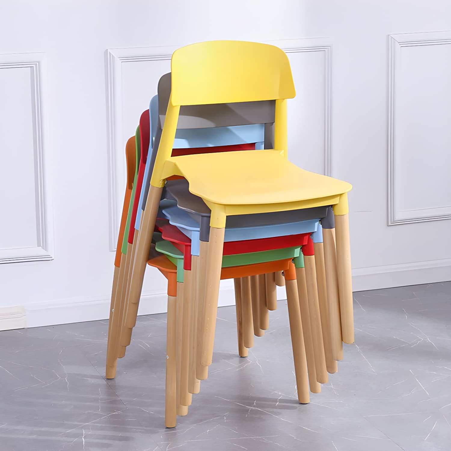 Scandinavian Home Side Chair Open Back Wood Legs Dining Room Chair Set thumbnail 20