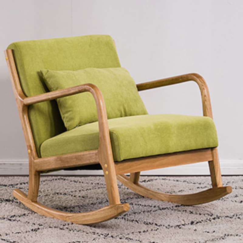 Modern Upholstered Rocking Chair with Natural Wood Legs and Recessed Back Cushion thumbnail 14