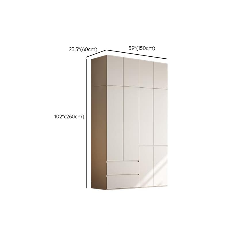 Chalk Modern Natural Wood Standalone Almirah with Soft Close Drawer, Interior Shelves, and Hanging Rod thumbnail 24