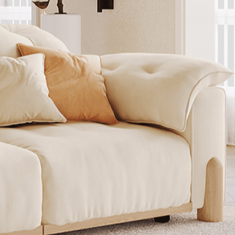 Modish Solid Color Scratch-durable Standard Sofa/Single Sofa in Off-White, Seats 4/2-seater/3 with 2 Pillows thumbnail 7