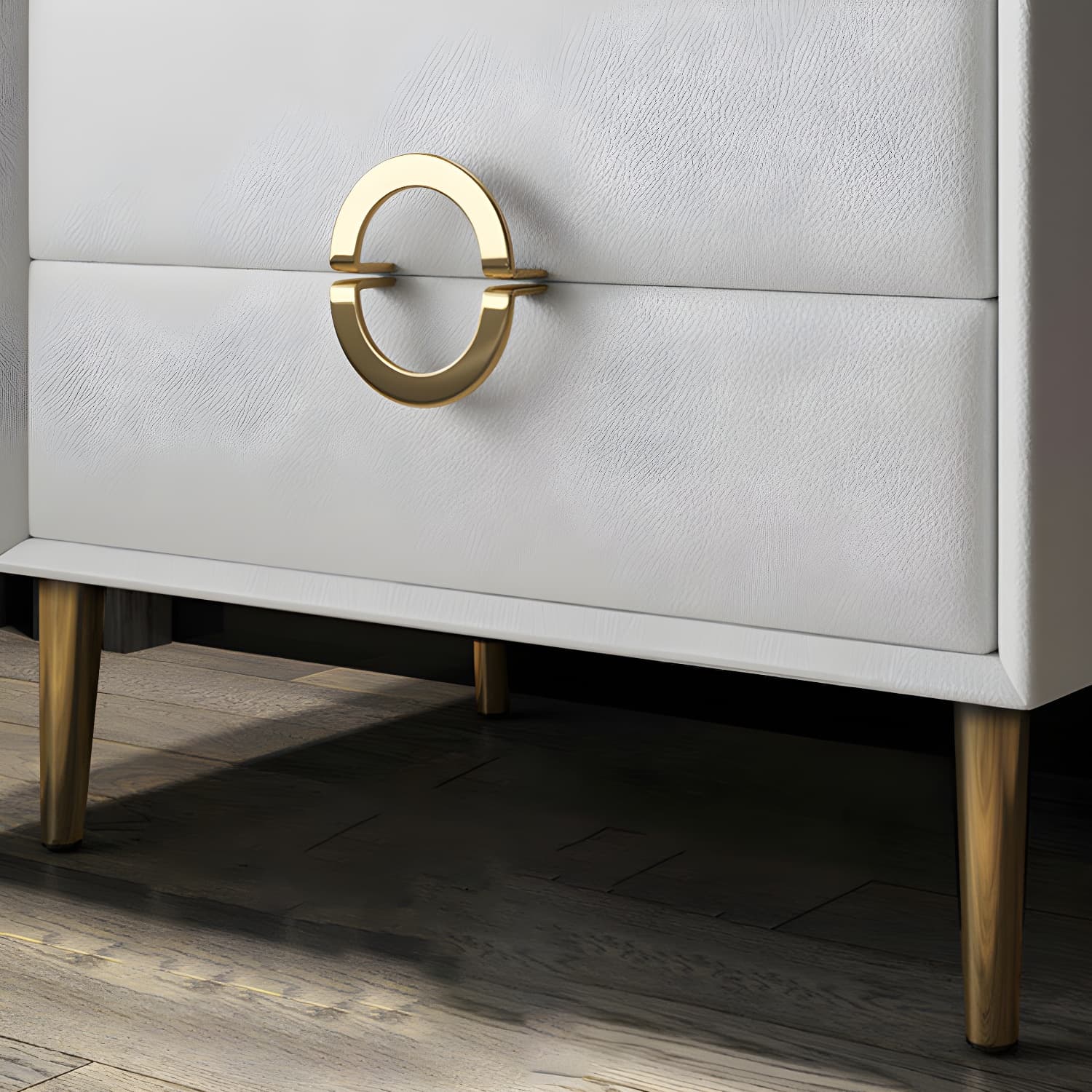 Glam Style Solid Wood Two Drawers Nightstand with Legs for Bedroom thumbnail 26