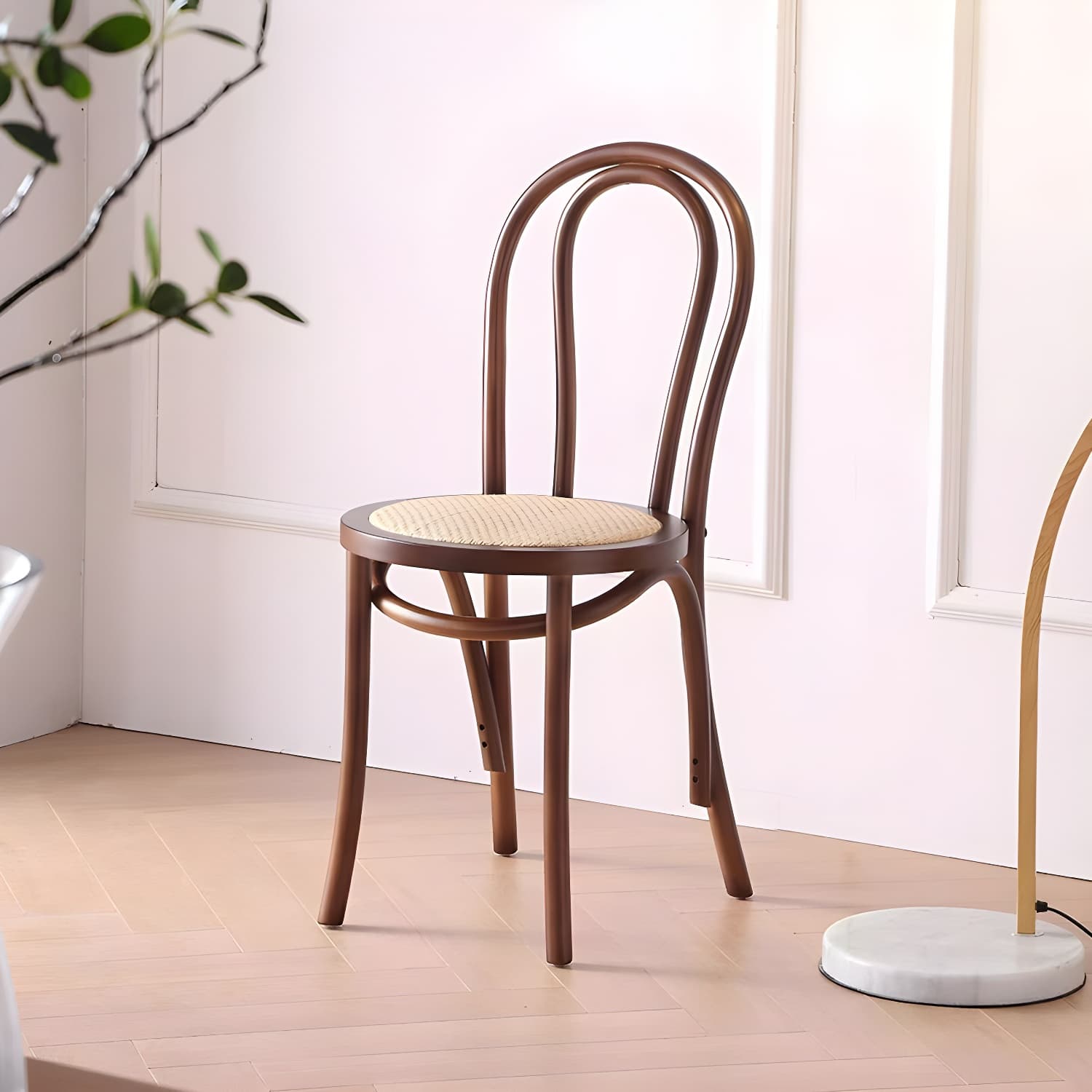 Modern Open Back Side Chair with Beech Wood Legs for Kitchen & Dining - Non-Upholstered thumbnail 25