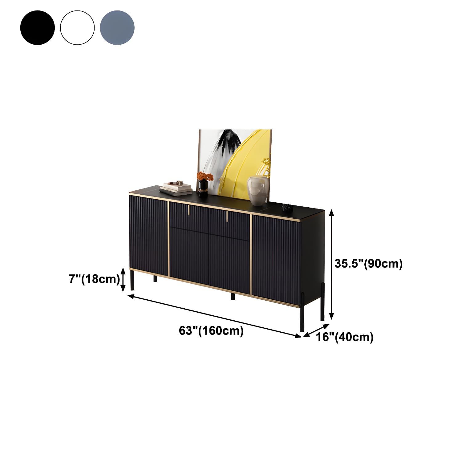 Artificial Wood Sideboard Glam Sideboard with Doors for Living Room thumbnail 18