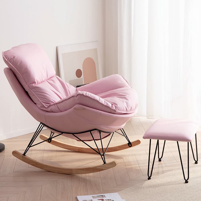 Stylish and Comfy Modern Rocking Chair with Natural Wood Legs and Slipcover thumbnail 8