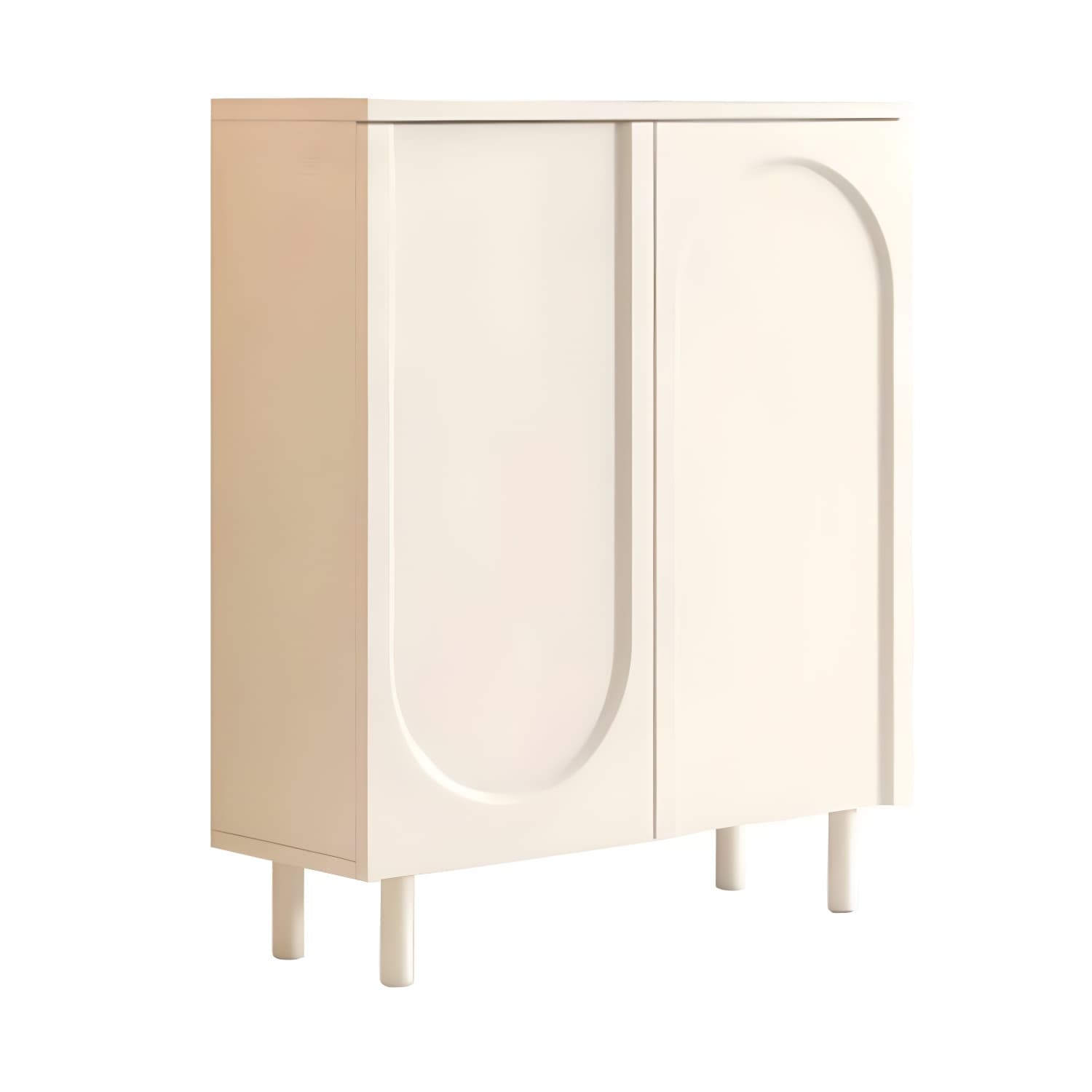 Scandinavian Wood Sideboard Cabinet with Stone Countertop, Adjustable Shelves - image 8