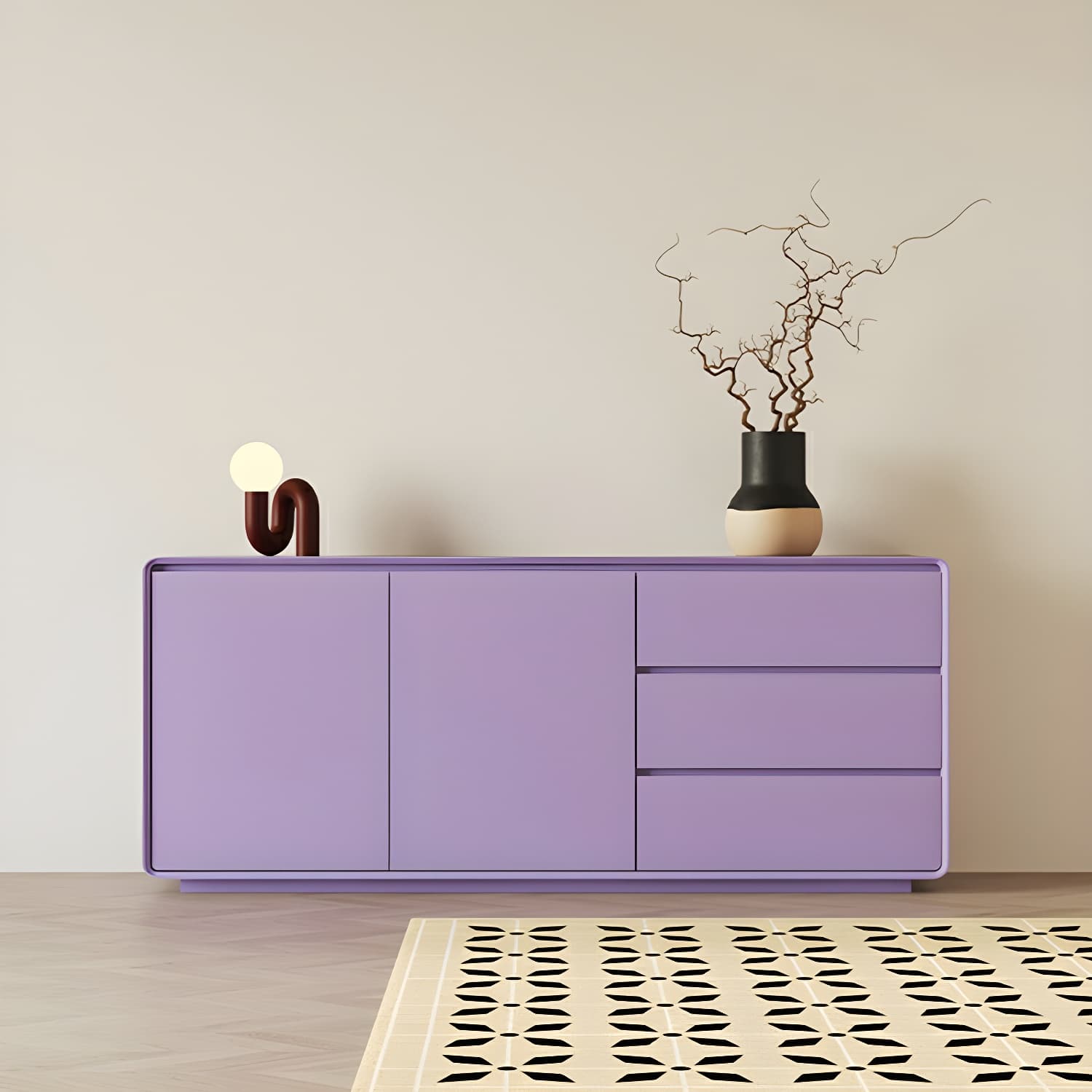 Scandinavian Wood Sideboard with 3 Drawers and 2 Doors, Overall Width 40cm, Overall Height 80cm thumbnail 5