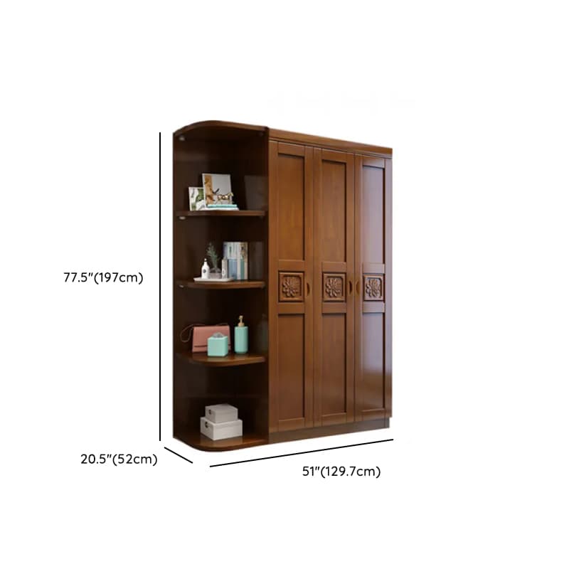 Vintage Sepia Lumber Wardrobe with Soft Close Drawer, Soft Close Door, Interior Shelves, and Hanging Rod thumbnail 26