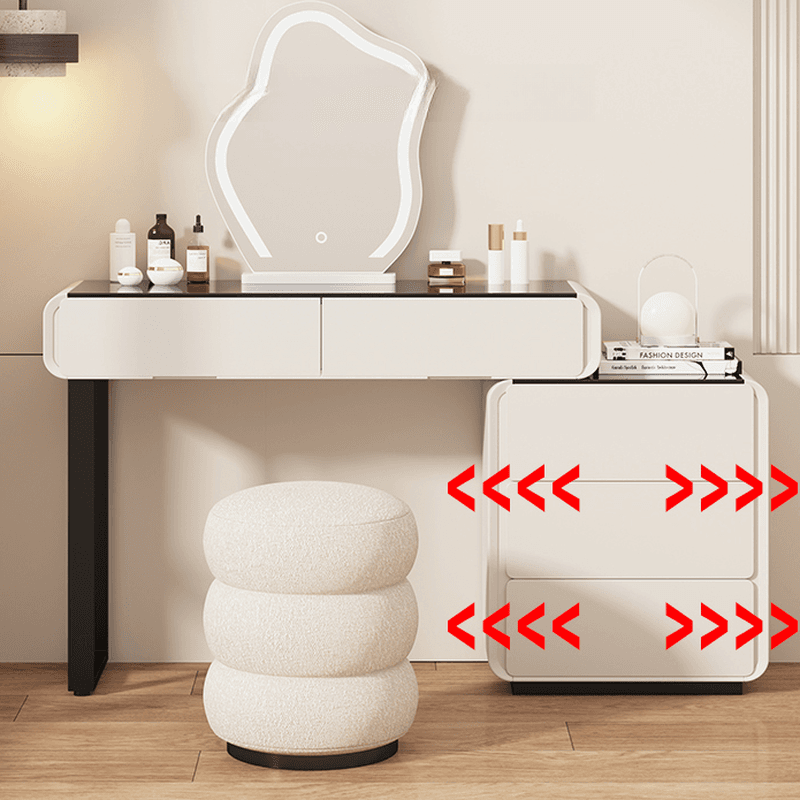 Large/Standard Vanity Set with Vitreous Table Top, White Seating, 8/5 Drawers, Mirror Lights, and Scalable Lighting thumbnail 5