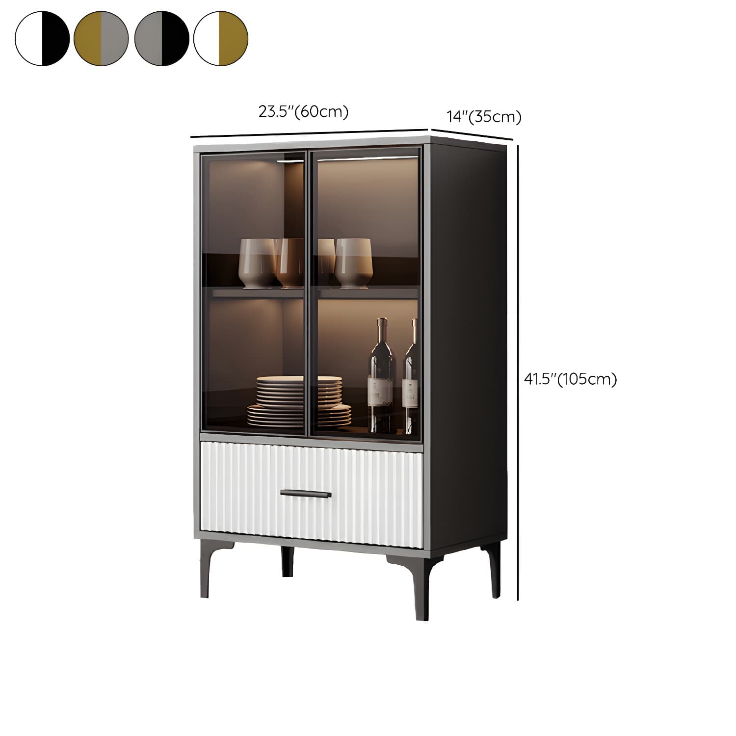 Contemporary Sideboard Cabinet for Dining Room with Glass Doors & Drawers Included thumbnail 17