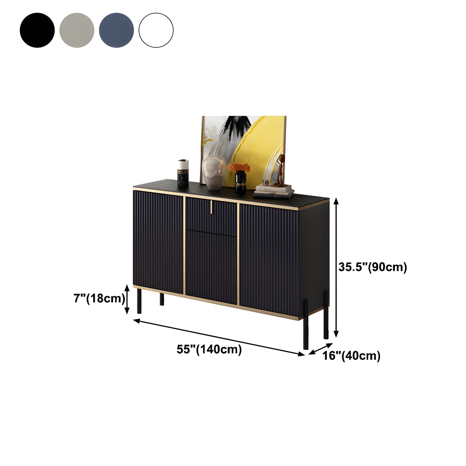 Glam Sideboard Stone Top Sideboard with Door for Living Room thumbnail 18