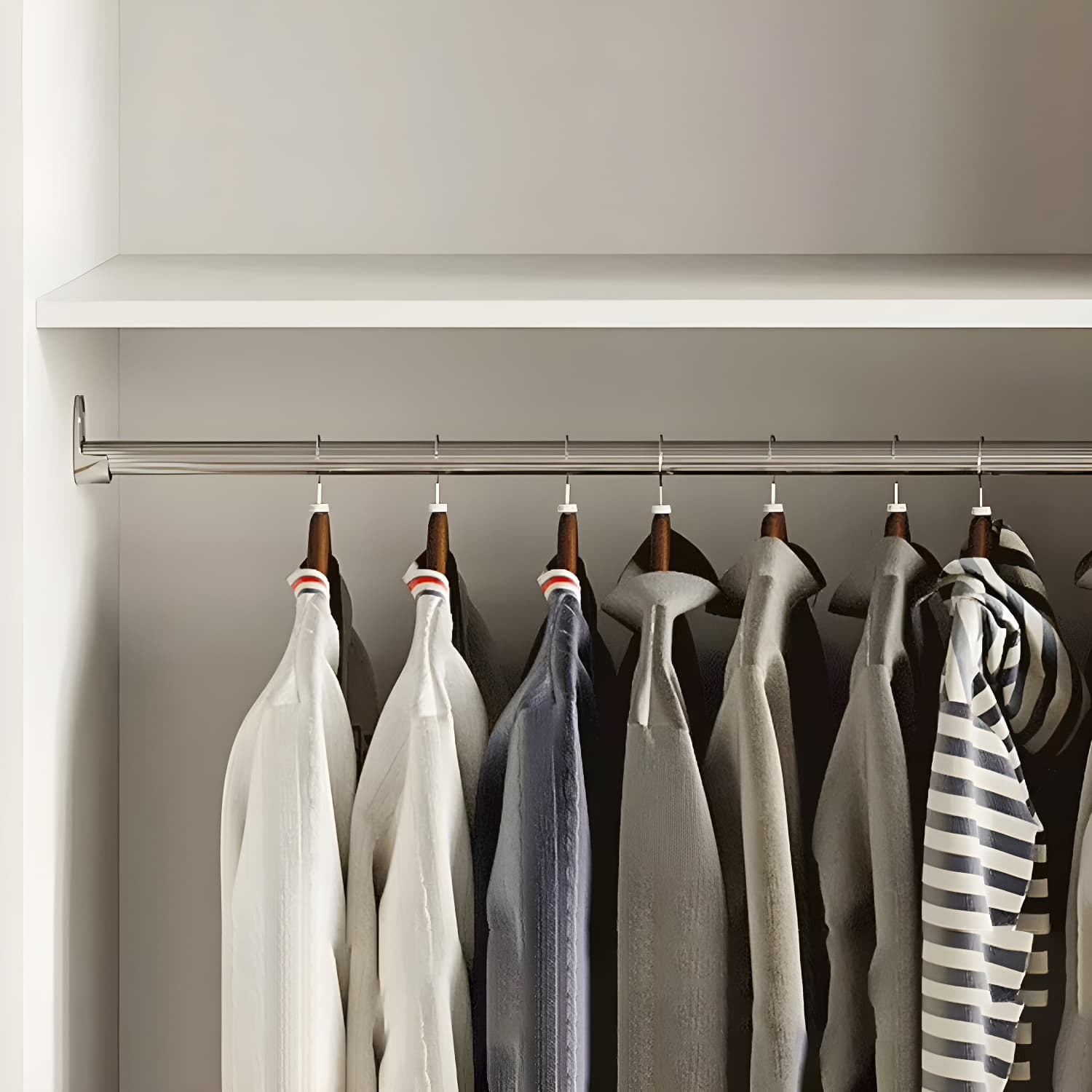 Modern White Wood Wardrobe Armoire with Sliding Doors, Shelves, and Soft Close Drawers thumbnail 10