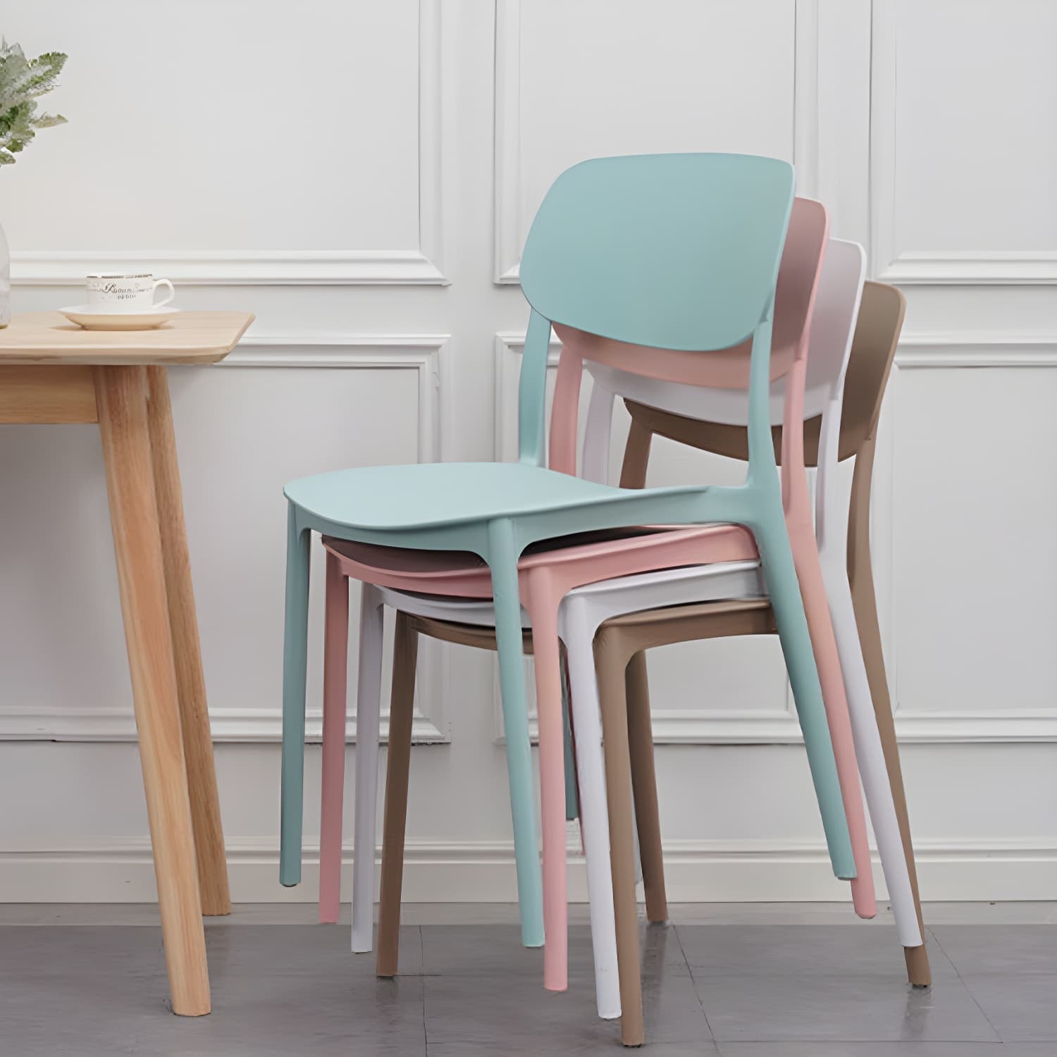 Plastic Indoor-Outdoor Side Chair Armless Stackable Dining Chairs thumbnail 18