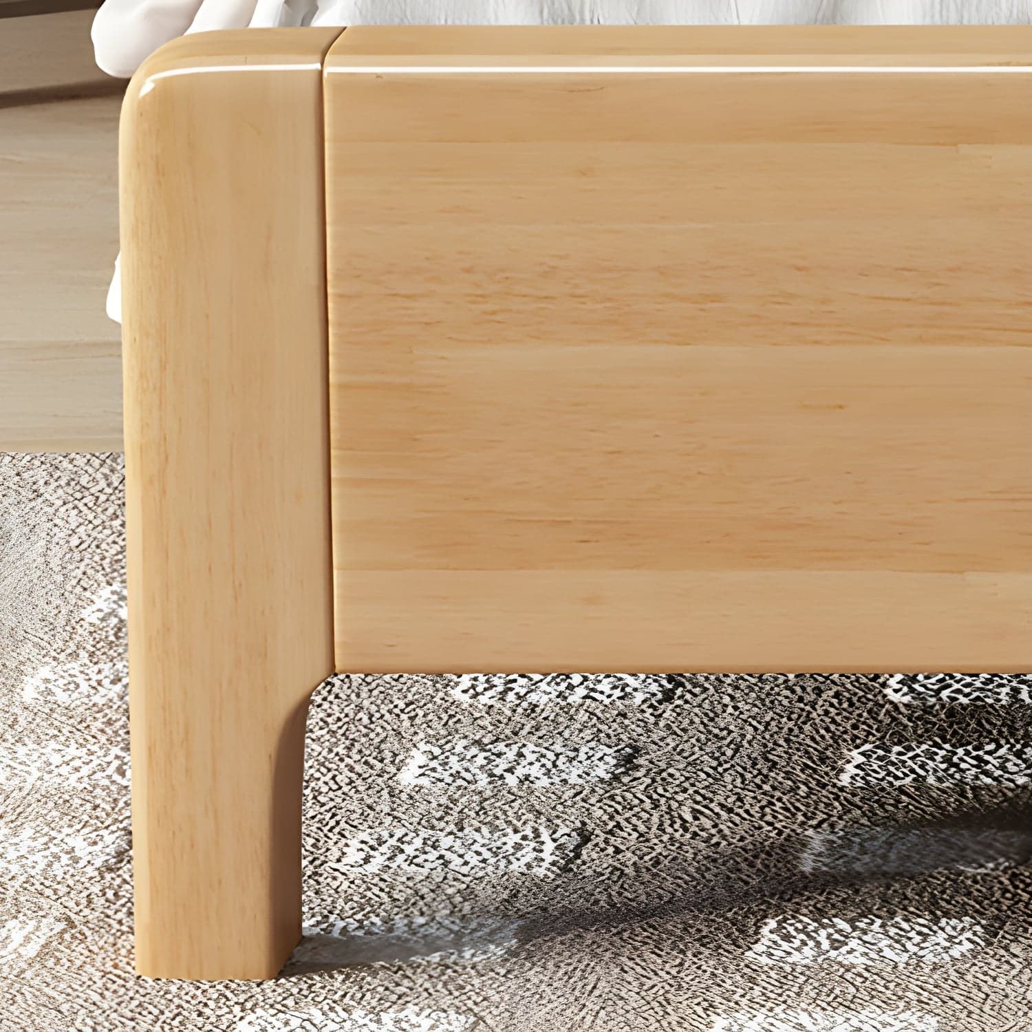 Scandinavian Solid Wood Bed with Four Legs and Upholstered Headboard thumbnail 8