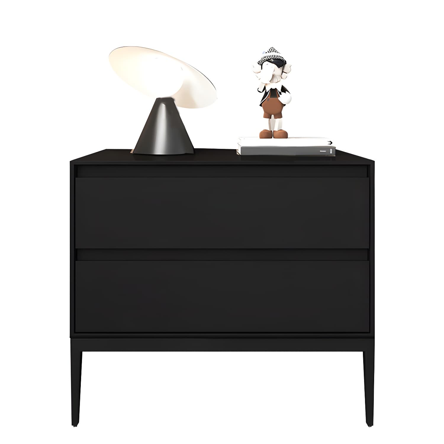 Wooden Night Table Contemporary Bedside Cabinet with 2 Drawers thumbnail 2