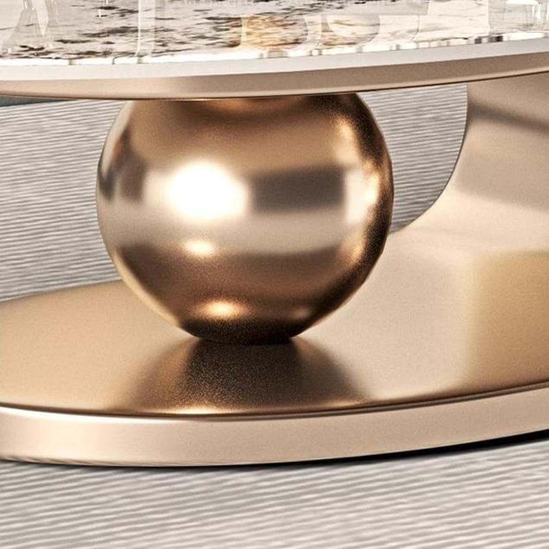 Luxurious Abstract Base Coffee Table with Elliptic Scratch-Resistant Stone Top thumbnail 12