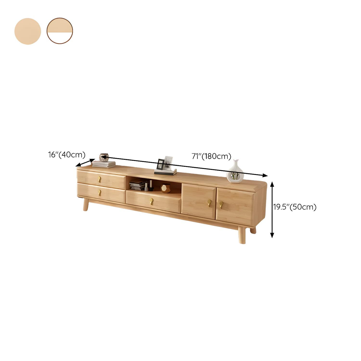 Scandinavian with Drawers Rubberwood with Cabinet TV Media Console thumbnail 19