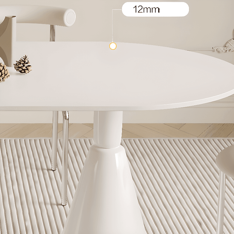 Simplistic Dining Table with Chalk Stone Top, Fixed Table, Seats 4 to 8, Scratch-immune thumbnail 10