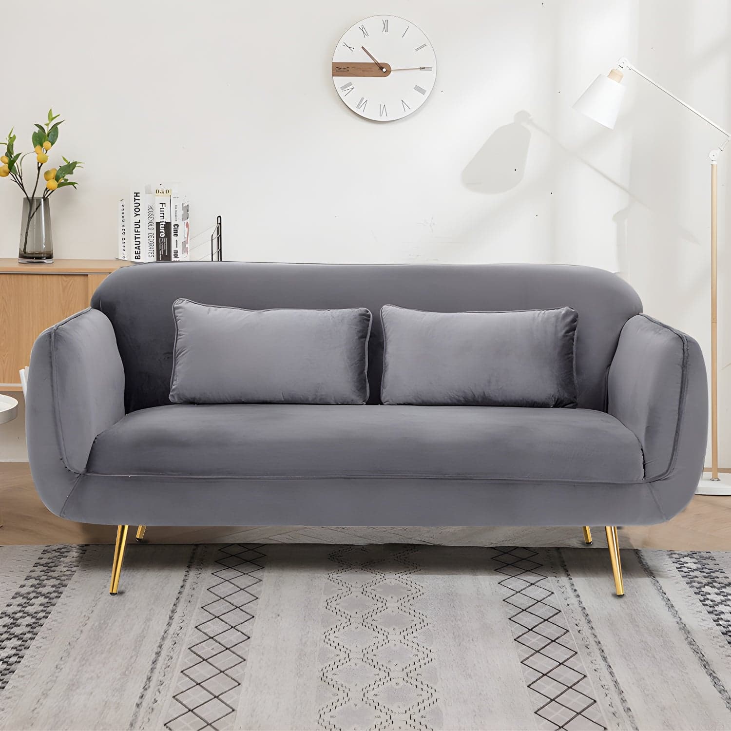 Glam Tight Back Loveseat with Flared Arm and Extra Pillows for Home and Apartment thumbnail 5