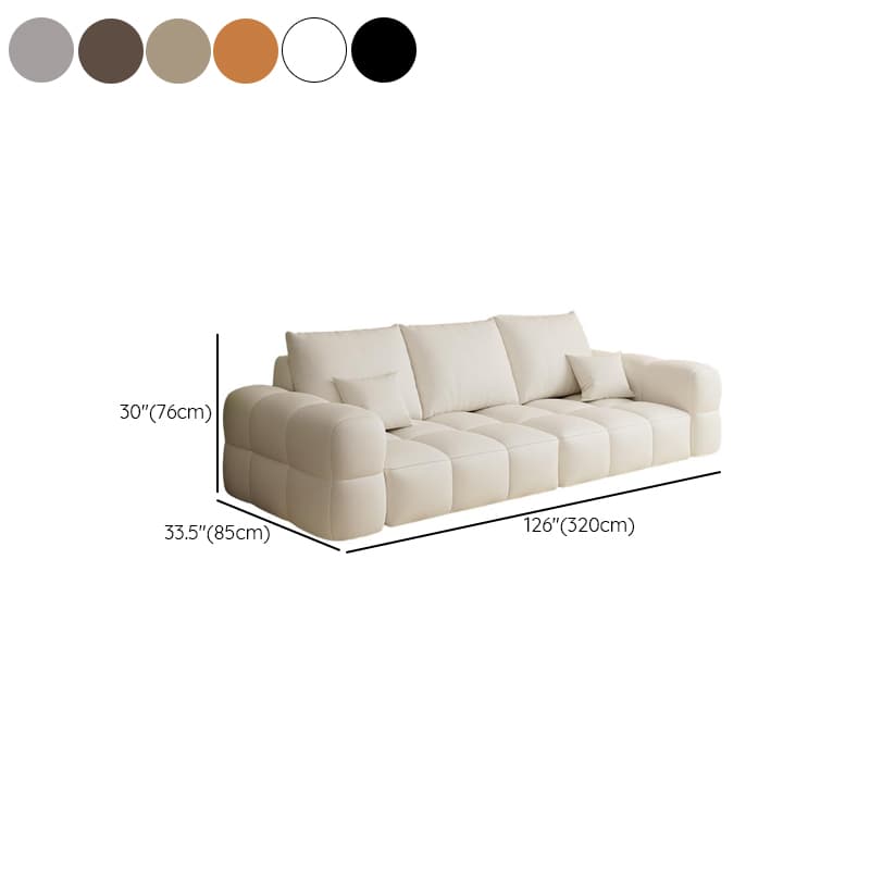 Contemporary Solid Color Tear Resistant Standard Sofa in Light Gray/Ivory/Coffee for 5/4 with 2 Pillows thumbnail 22