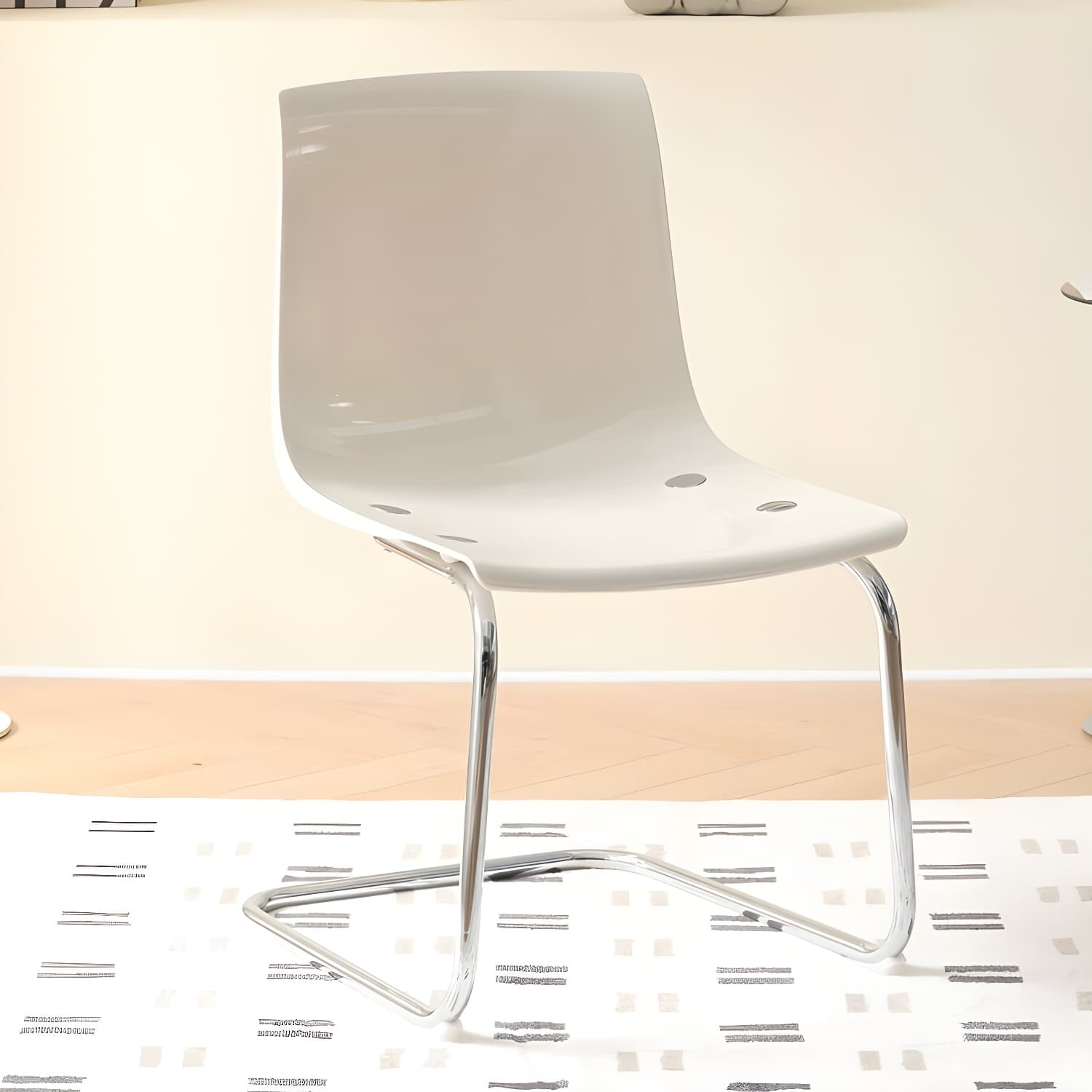 Modern Low-Back Side Chair in Plastic & Acrylic with Metal Legs - Silver thumbnail 4